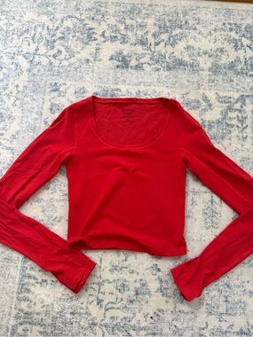 Athleta Bright Red Long-Sleeve Scoop Neck Tee